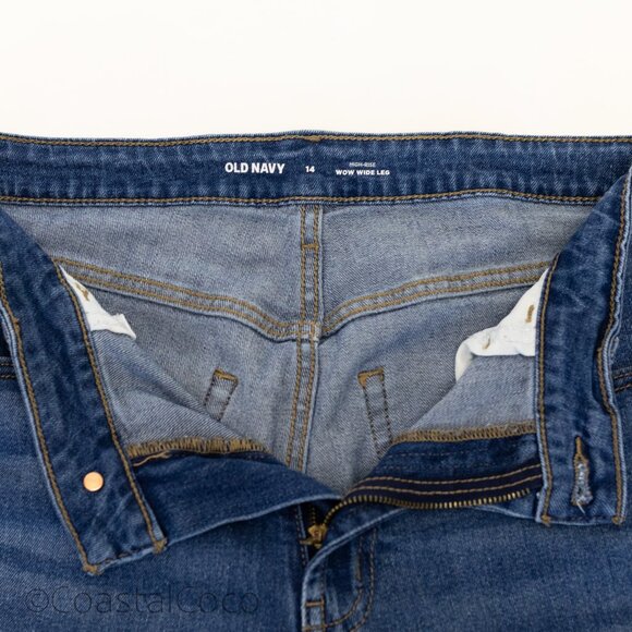 Old Navy High-Waisted Wow Wide-Leg Jeans 14 Blue Relaxed Classic Capsule - Picture 4 of 9